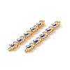 Flat Round with Evil Eye Pattern Brass Micro Pave Clear Cubic Zirconia Enamel Connector Charms KK-G435-44G-01-3