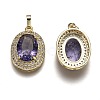 Golden Plated Brass Micro Pave Clear Cubic Zirconia Pendants ZIRC-F123-02G-2