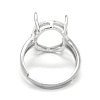 Adjustable Rhodium Plated 925 Sterling Silver Finger Ring Components STER-E061-24A-P-5