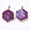 Electroplate Natural Druzy Agate Pendants G-T112-21A-2