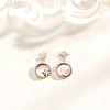 Natural Shell Moon & Star Asymmetrical Earrings with Clear Cubic Zirconia MOST-PW0001-061G-5