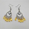 Bohemian Teardrop Tassel Alloy Pave Cubic Zirconia Dangle Earrings for Women TA8564-1-1