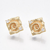 Brass Cubic Zirconia Stud Earring Findings X-KK-S350-410-1