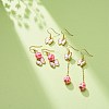 3 Pairs 3 Style Pink Alloy Enamel Charms & Resin Beads Dangle Earrings EJEW-JE05030-01-2