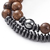 Unisex Wood Beads Stretch Bracelet Sets BJEW-JB04966-01-2