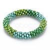 Crochet Glass Beads Braided Stretch Bracelet BJEW-T016-08I-1