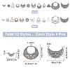 SUNNYCLUE 48Pcs 12 Style Tibetan Style Alloy Chandelier Components Links FIND-SC0002-15-2