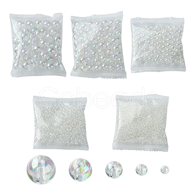 800Pcs 5 Sizes Eco-Friendly Transparent Acrylic Beads TACR-FS0001-21-1