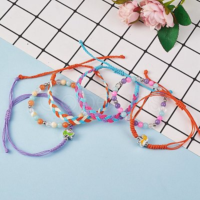 Waxed Polyester String Braided Cord Bracelets Set BJEW-SW00032-03-1