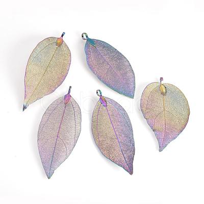 Electroplated Natural Leaf Big Pendants IFIN-Q119-01L-1