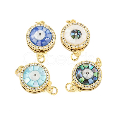 Rack Plating Brass Micro Pave Cubic Zirconia & Shell & Enamel Box Clasps KK-S373-03G-1