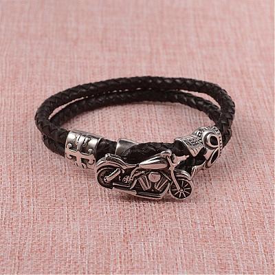 Braided Leather Cord Bracelets BJEW-L605-38-1