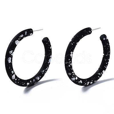 Spray Painted CCB Plastic Stud Earrings EJEW-Q020-002B-1