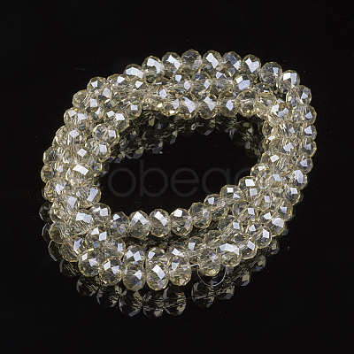 Electroplate Transparent Glass Beads Strands EGLA-A034-T6mm-Y-1