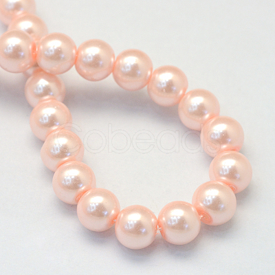 Baking Painted Pearlized Glass Pearl Round Bead Strands HY-Q003-6mm-05-1