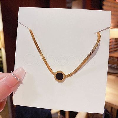 Flat Round Pendant Necklaces FS-WG30730-28-1