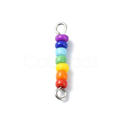 Chakra Glass Seed Beaded Connector Charms PALLOY-JF02530-01-1