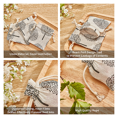 Tree Pattern Burlap Packing Pouches ABAG-PH0002-47-1