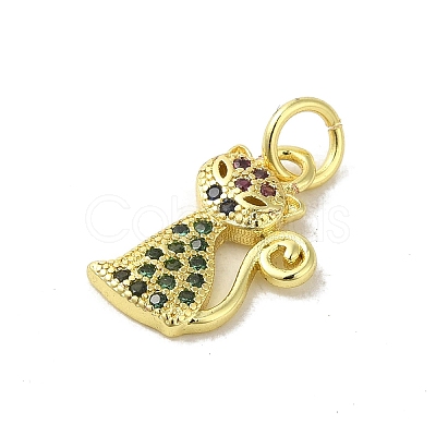 Real 18K Gold Plated Brass Pave Colorful Cubic Zirconia Pendants KK-M283-06G-02-1