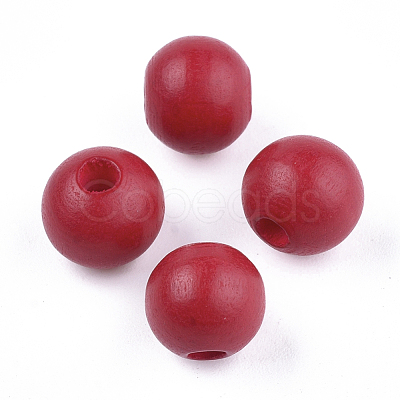 Painted Natural Wood Beads WOOD-S049-05F-1