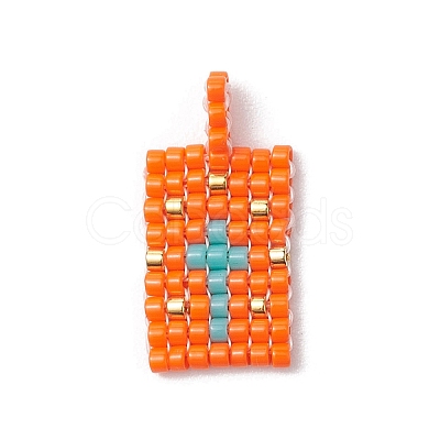 2 Pcs Glass Seed Bead Pendants PALLOY-MZ00246-05-1