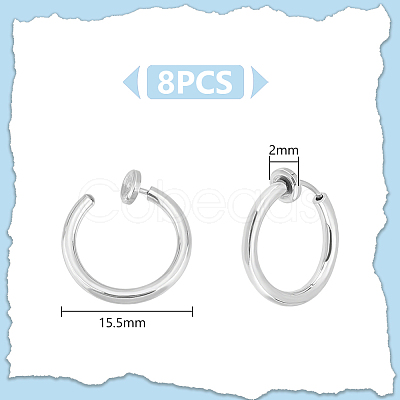 Unicraftale 4 Pairs 201 Stainless Steel Retractable Clip-on Hoop Earrings STAS-UN0052-03B-1