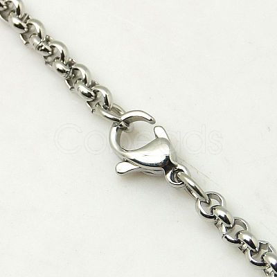 Tarnish Resistant Valentines Day Gift Ideas for Husband Men's Rolo Chain Necklaces 304 Stainless Steel Necklaces X-NJEW-C074-05-1