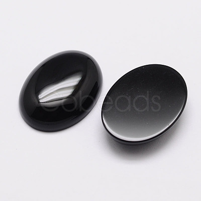 Oval Natural Dyed & Heated Black Agate Cabochons G-K020-18x13mm-01-1