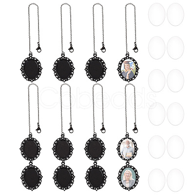 PandaHall Elite 8Pcs 2 Styles Alloy Pendant Cabochon Settings FIND-PH0010-58-1