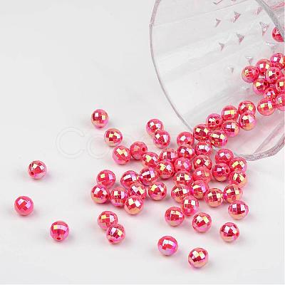 Faceted Colorful Eco-Friendly Poly Styrene Acrylic Round Beads SACR-K001-8mm-65-1