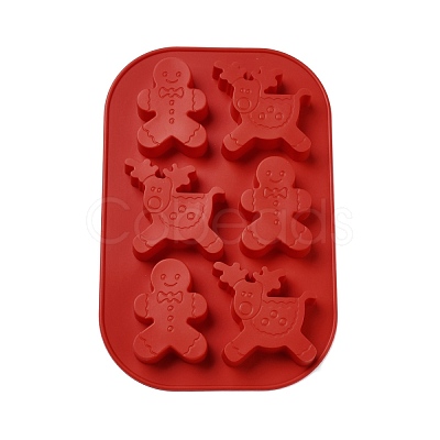 DIY Christmas Reindeer & Gingerbread Man Food Grade Silicone Molds DIY-G052-A03-1