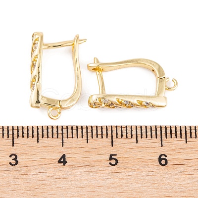 Rack Plating Brass Cubic Zirconia Hoop Earring Findings KK-S374-04G-02-1