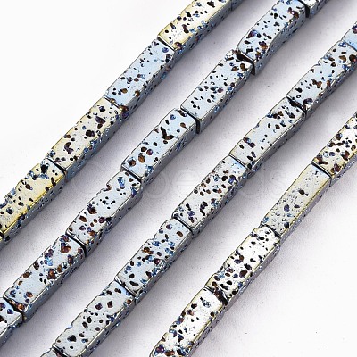 Electroplated Natural Lava Rock Beads Strands G-T114-70-1