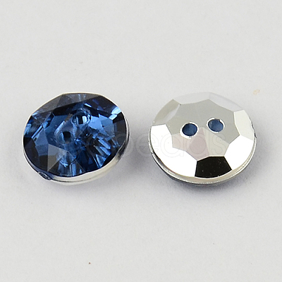 2-Hole Taiwan Acrylic Rhinestone Flat Round Buttons BUTT-F015-11.5mm-17-1