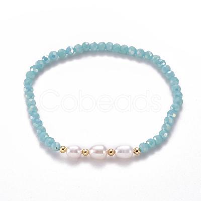 Faceted Glass Bead Stretch Bracelets BJEW-JB05488-04-1