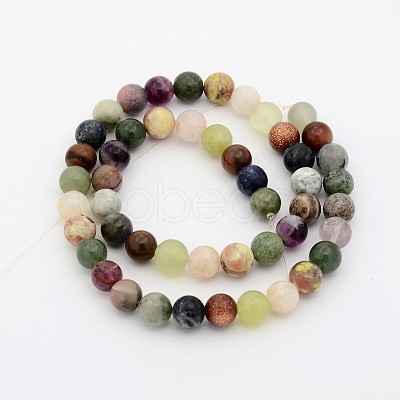 Natural & Synthetic Mixed Gemstone Beads Strands G-P070-26-10mm-1