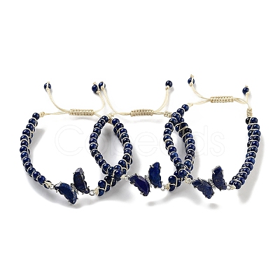 Natural Lapis Lazuli Braided Round Bead Bracelets BJEW-K251-06L-1