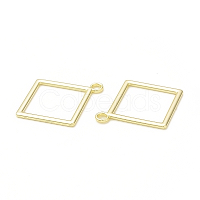 Rack Plating Alloy Rhombus Open Back Bezel Pendants FIND-G052-54LG-1