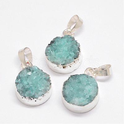 Electroplated Natural & Dyed Druzy Agate Pendants G-N0167-018A-1