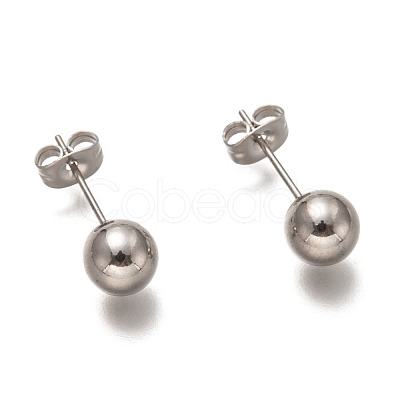 Non-Tarnish 304 Stainless Steel Ball Stud Earrings STAS-H136-07E-P-1