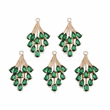 Brass Micro Pave Cubic Zirconia Pendants X-KK-R111-006-A01-1