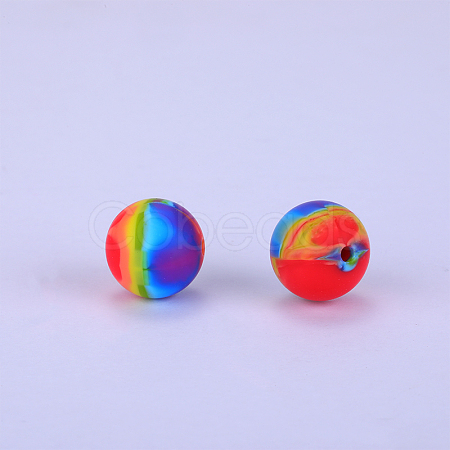 Printed Round Silicone Focal Beads SI-JX0056A-71-1