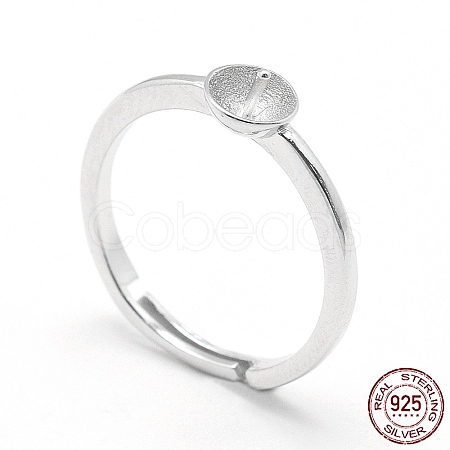 Rhodium Plated 925 Sterling Silver Finger Ring Components STER-E060-15P-1