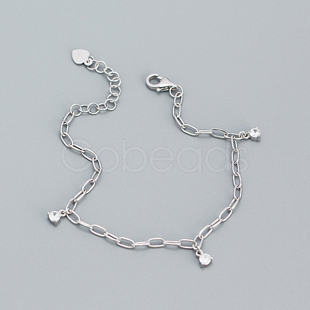 Silver 925 Sterling Silver Flat Round Charm Bracelet CJ1255-2-1