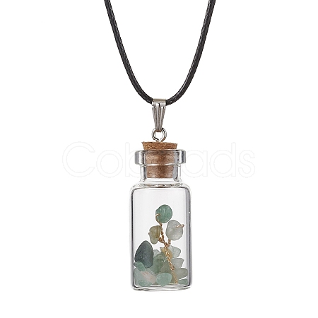 Glass Wish Bottle Pendant Necklace NJEW-JN04609-01-1