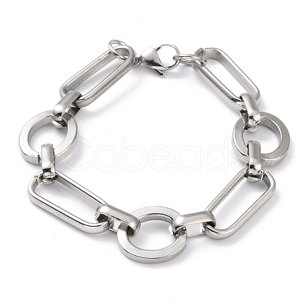 Tarnish Resistant 304 Stainless Steel Oval Link Chain Bracelets BJEW-I293-03P-1