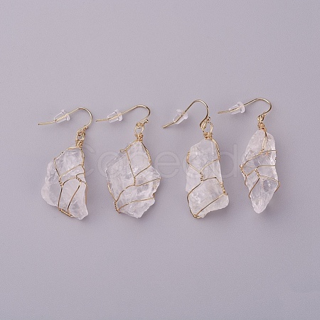 Natural Quartz Crystal Dangle Earrings EJEW-F228-A01-1