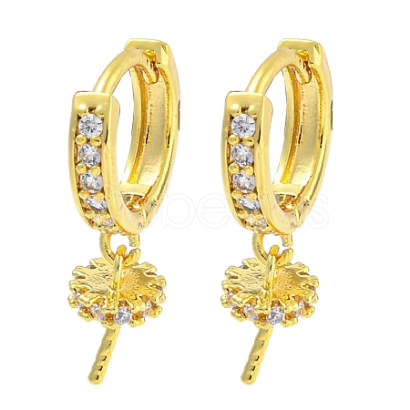 Brass Micro Pave Clear Cubic Zirconia Hoop Earring Findings KK-G490-12G-1