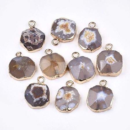 Electroplate Natural Agate Pendants G-T112-18B-1