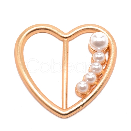 Heart Alloy Resin Imitation Pearl Slide Buckles JEWB-TAC0003-03B-1